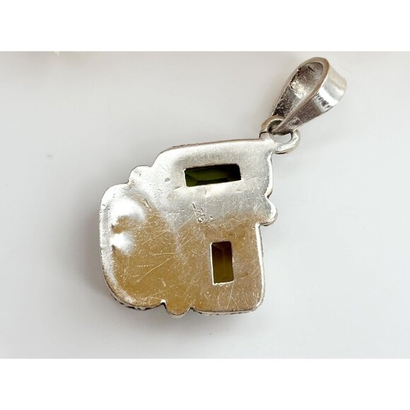 Lapis Lazuli, Citrine & Peridot Gemstone Sterling Silver 925 Vintage Pendant - Picture 5 of 9